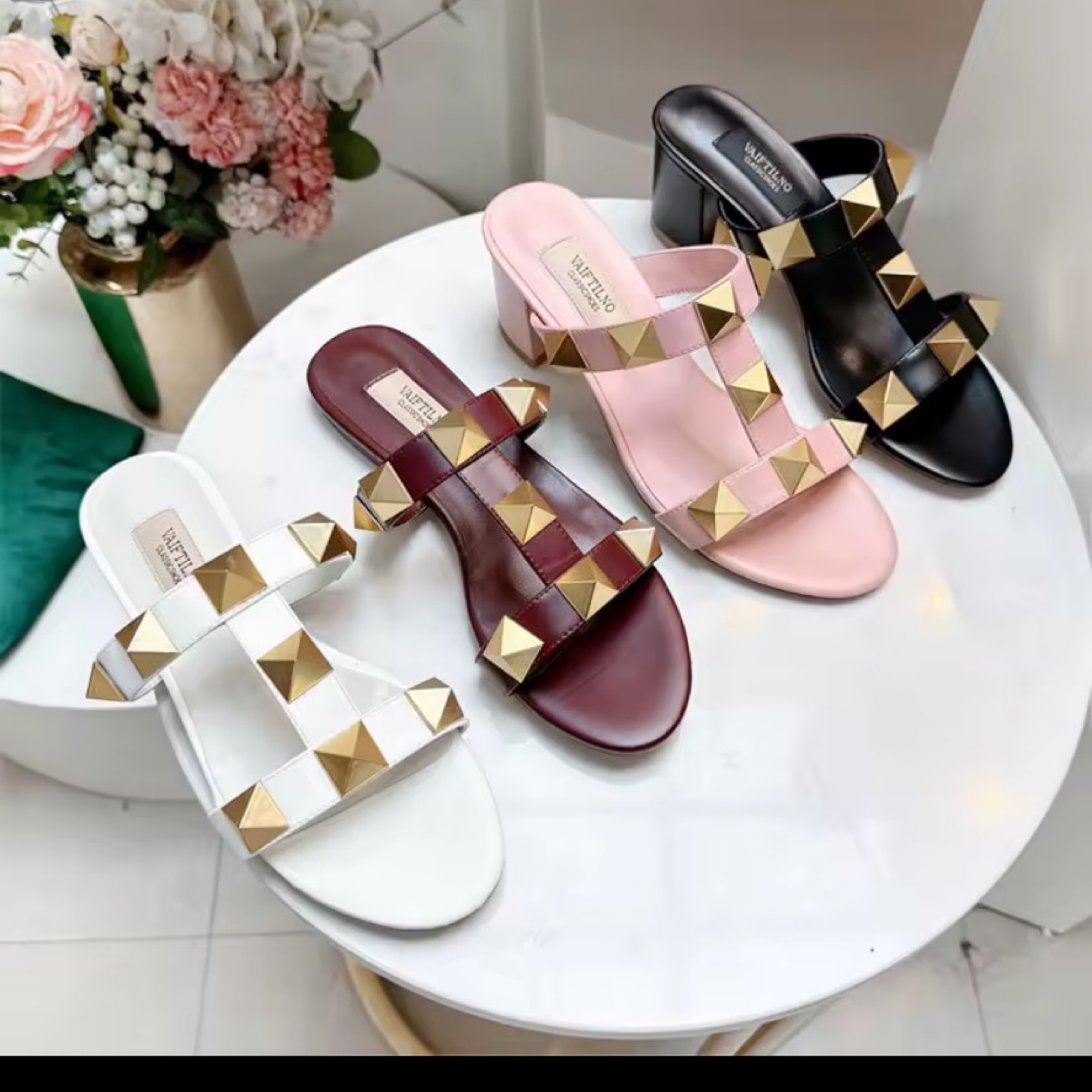 Studded Open Toe Mule Sandals