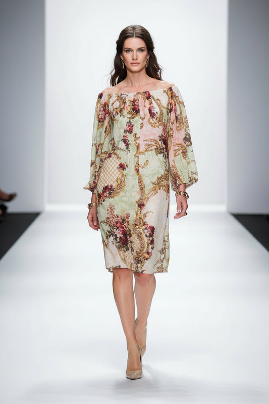 Floral Crystal off-the- shoulder Beaded Mini Dress | L’LUXE Dresses