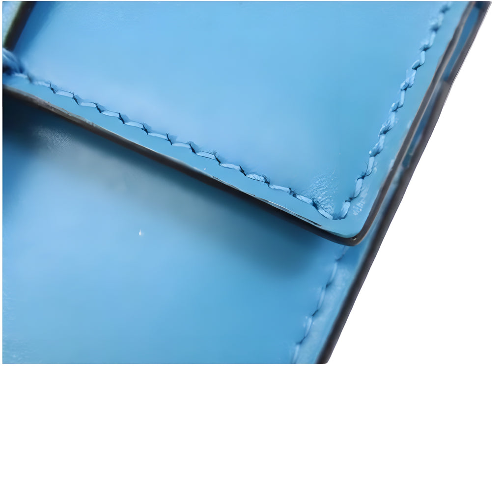 FENDI Micro Flat Baguette Light Blue Leather Shoulder Bag Authentic Previously Owned