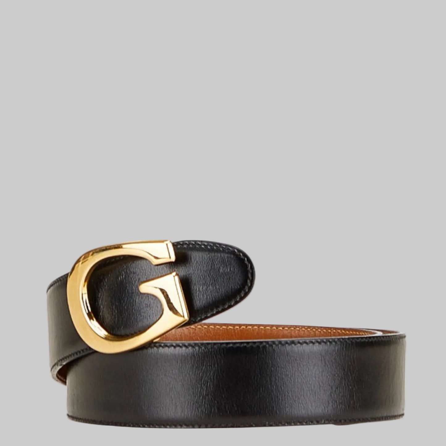 Gucci Black Leather Belt with Gold G Buckle – Ladies – Size 65 (26) – 100% Authentic Pre-Owned