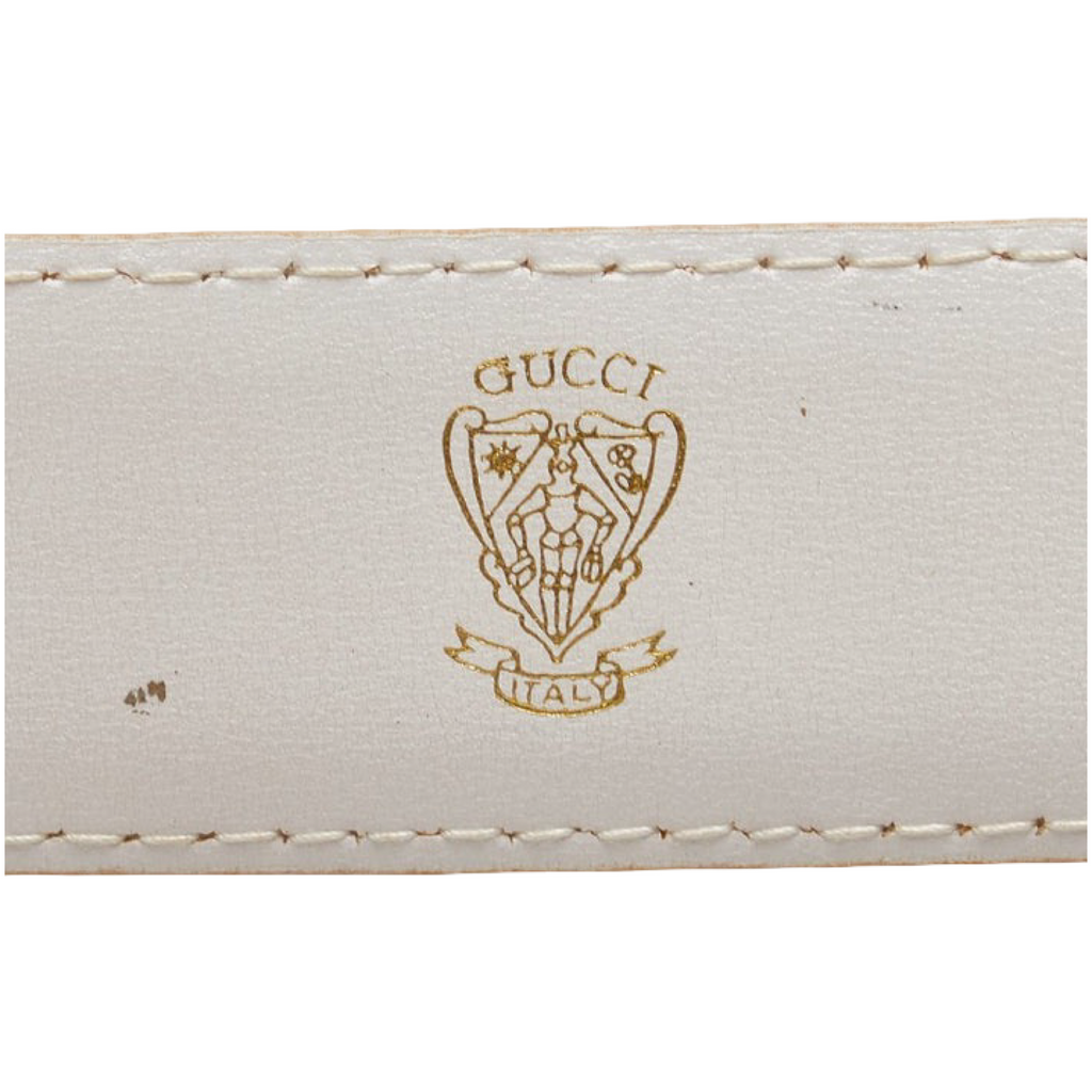 Gucci Old Gucci Leather Belt Leather GG Buckle Authentic Previously Owned