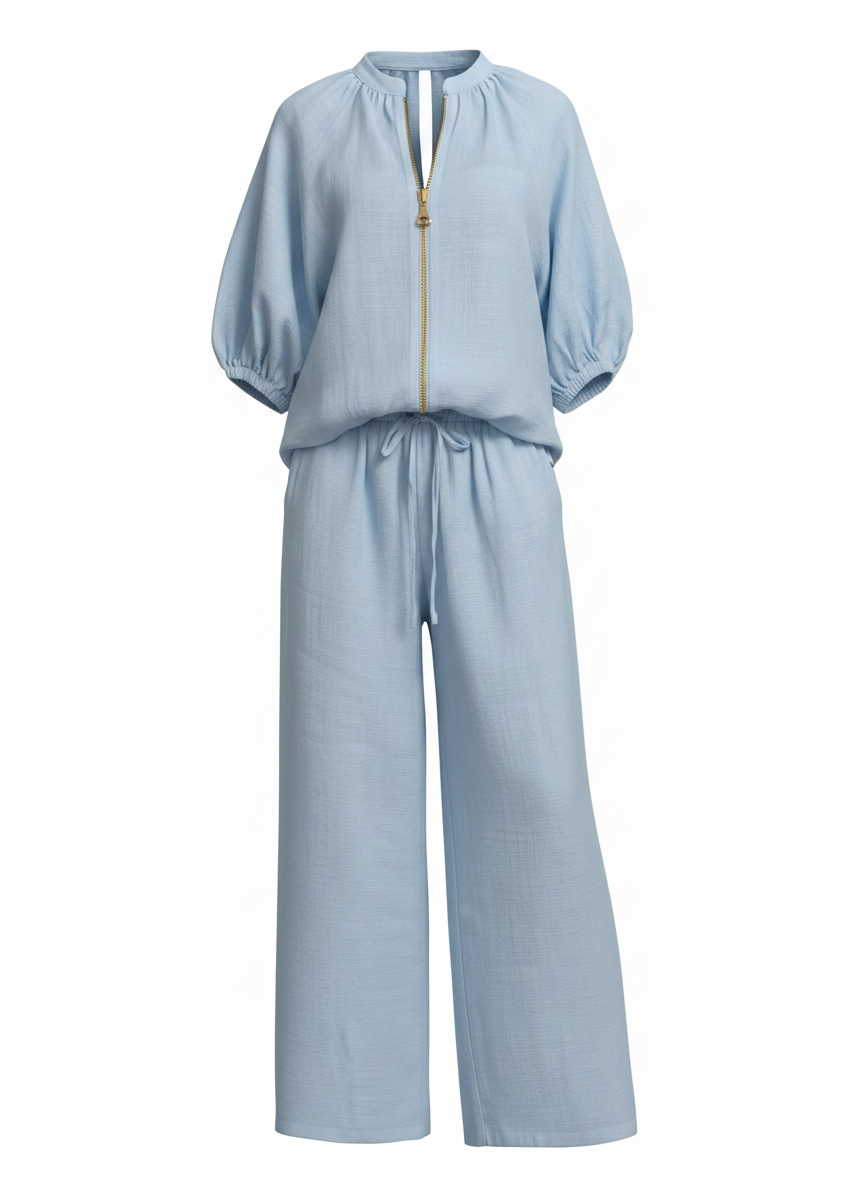 Solid Wide-Leg 2-Piece Pant Set -Editor’s Pick