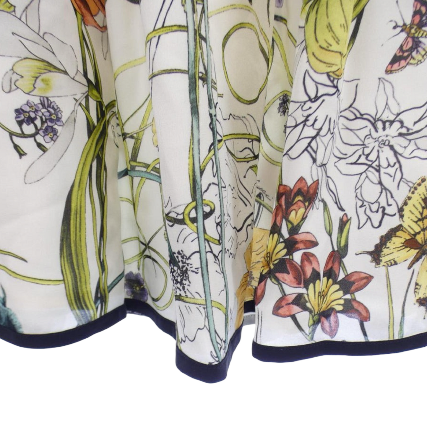 Gucci Floral Silk Skirt – Beige Botanical Print – Ladies – 100% Authentic Pre-Owned