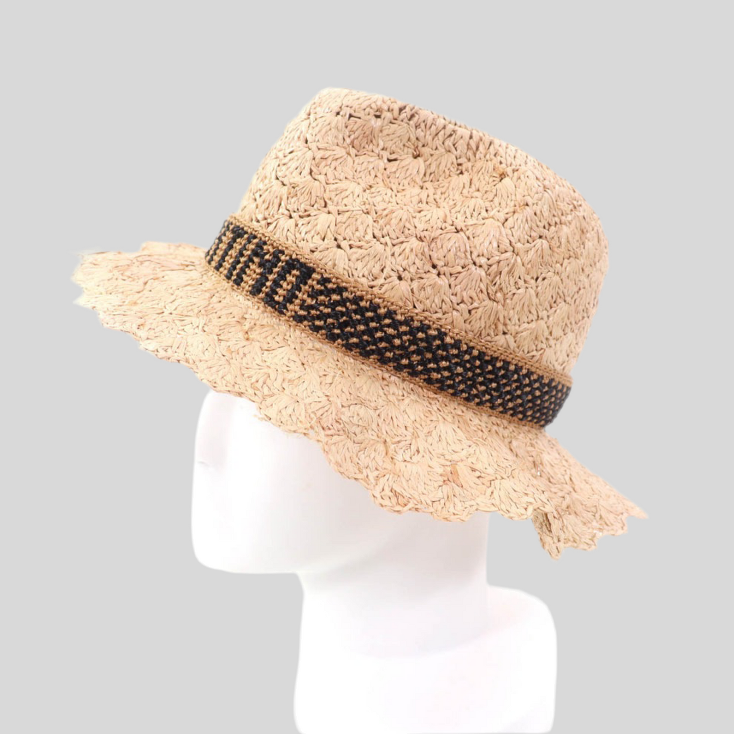 Valentino x Borsalino StrawPanama Hat Natural - Embroidered Logo 100% Authentic  Pre-Owned Luxury Pristine Condition