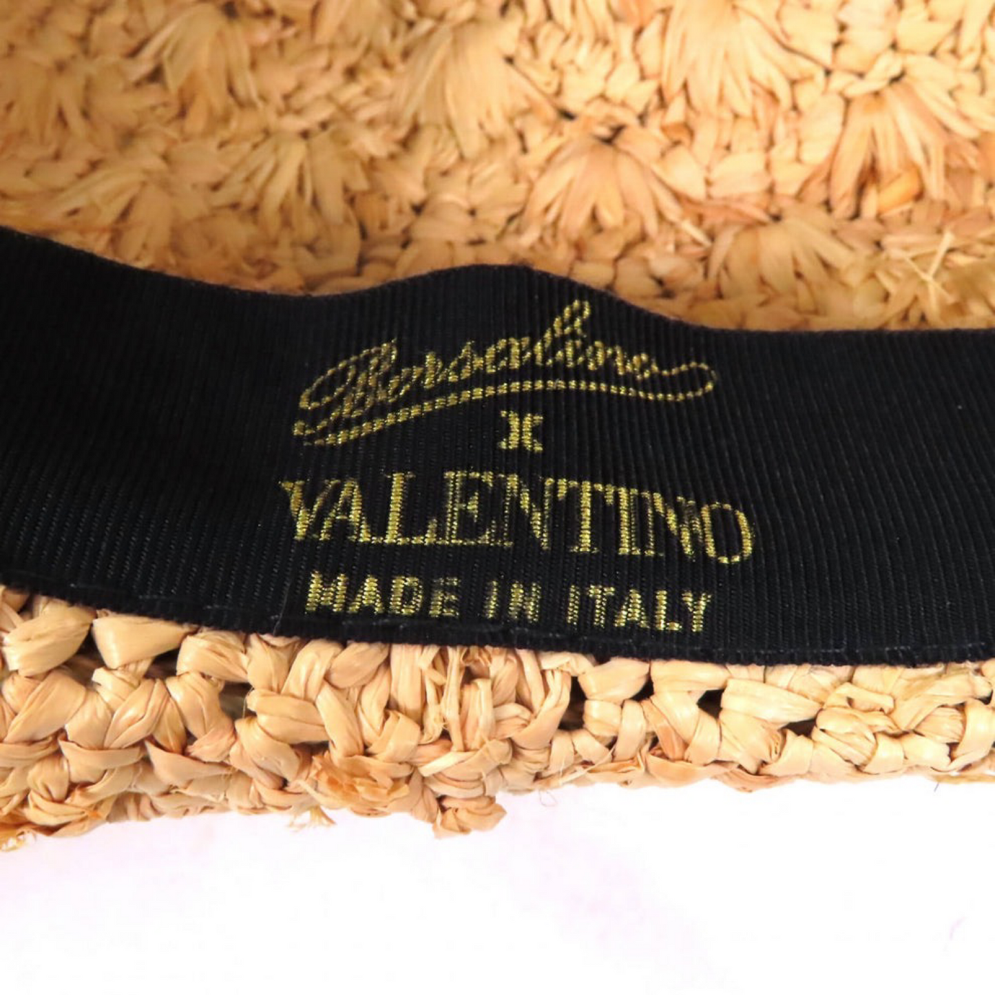 Valentino x Borsalino StrawPanama Hat Natural - Embroidered Logo 100% Authentic  Pre-Owned Luxury Pristine Condition