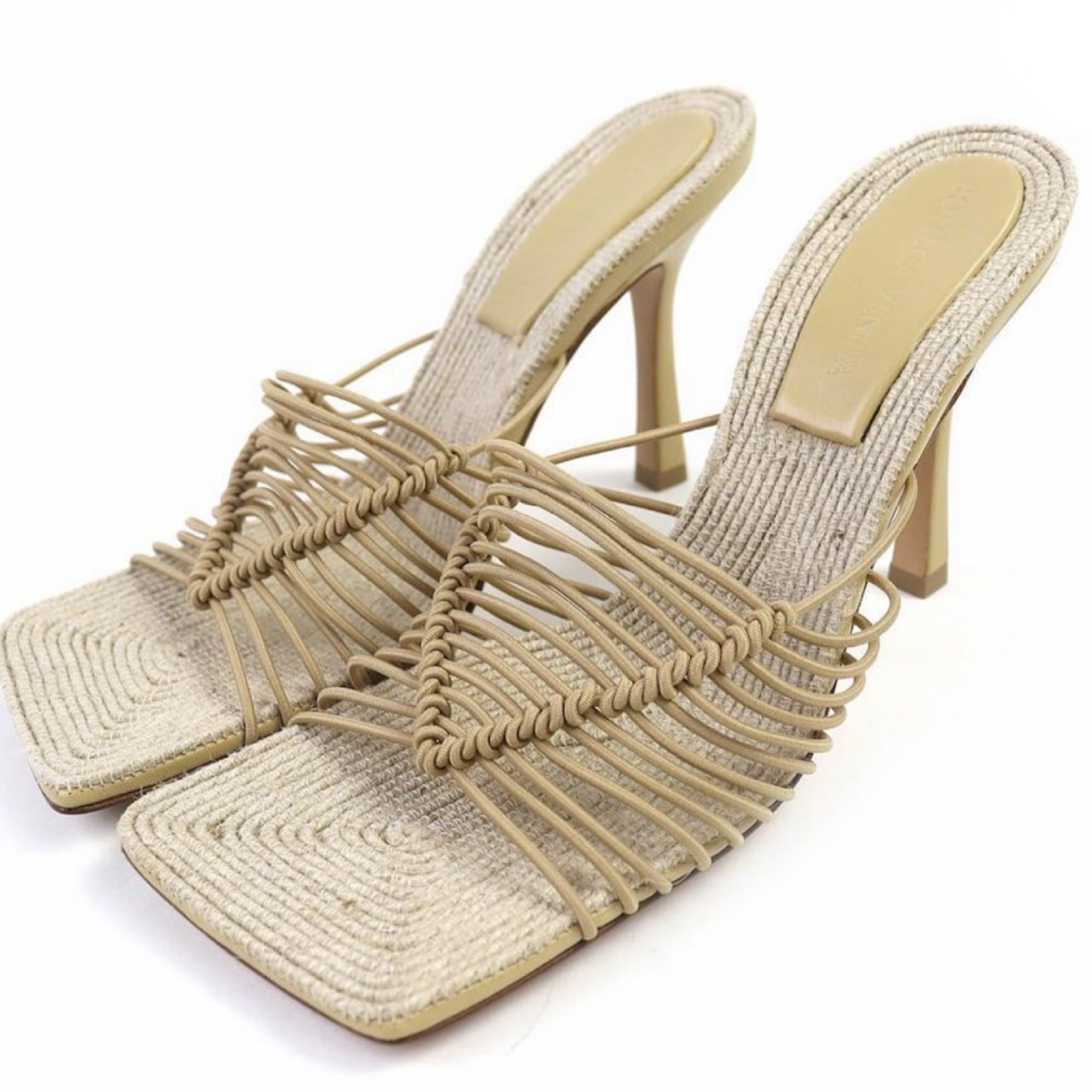 Bottega Veneta Cindy Stretch Sandals Cane Sugar Beige unused Authentic Previously Owned