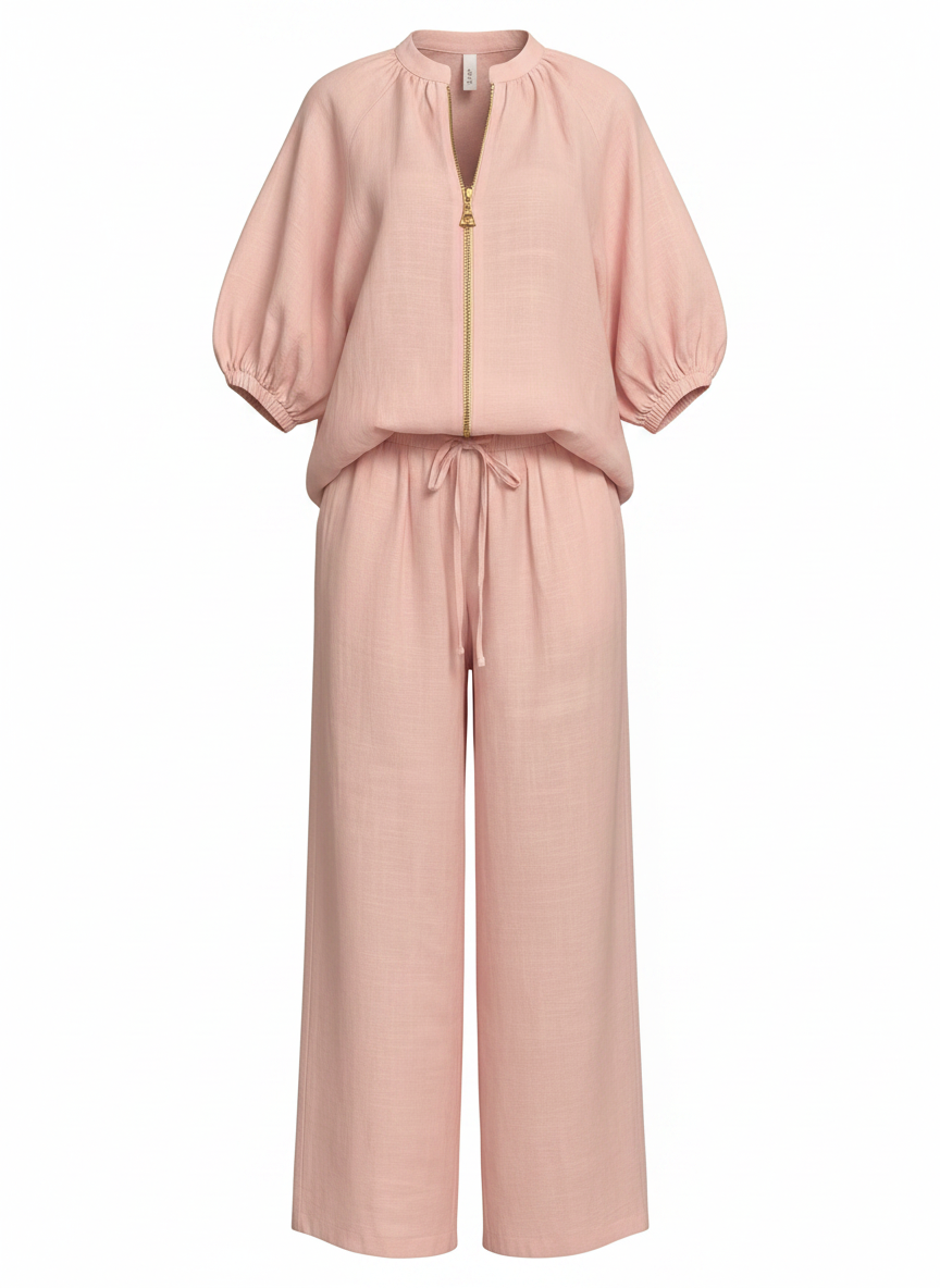 Solid Wide-Leg 2-Piece Pant Set -Editor’s Pick