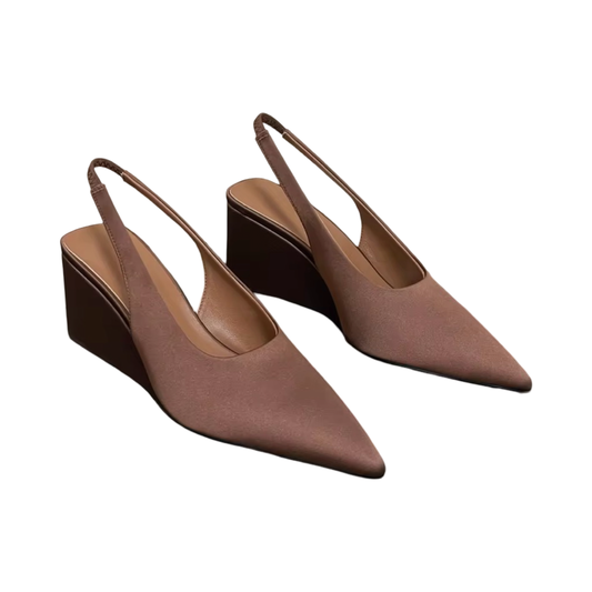 Satin Wedge Slingback Pumps | L’LUXE Footwear