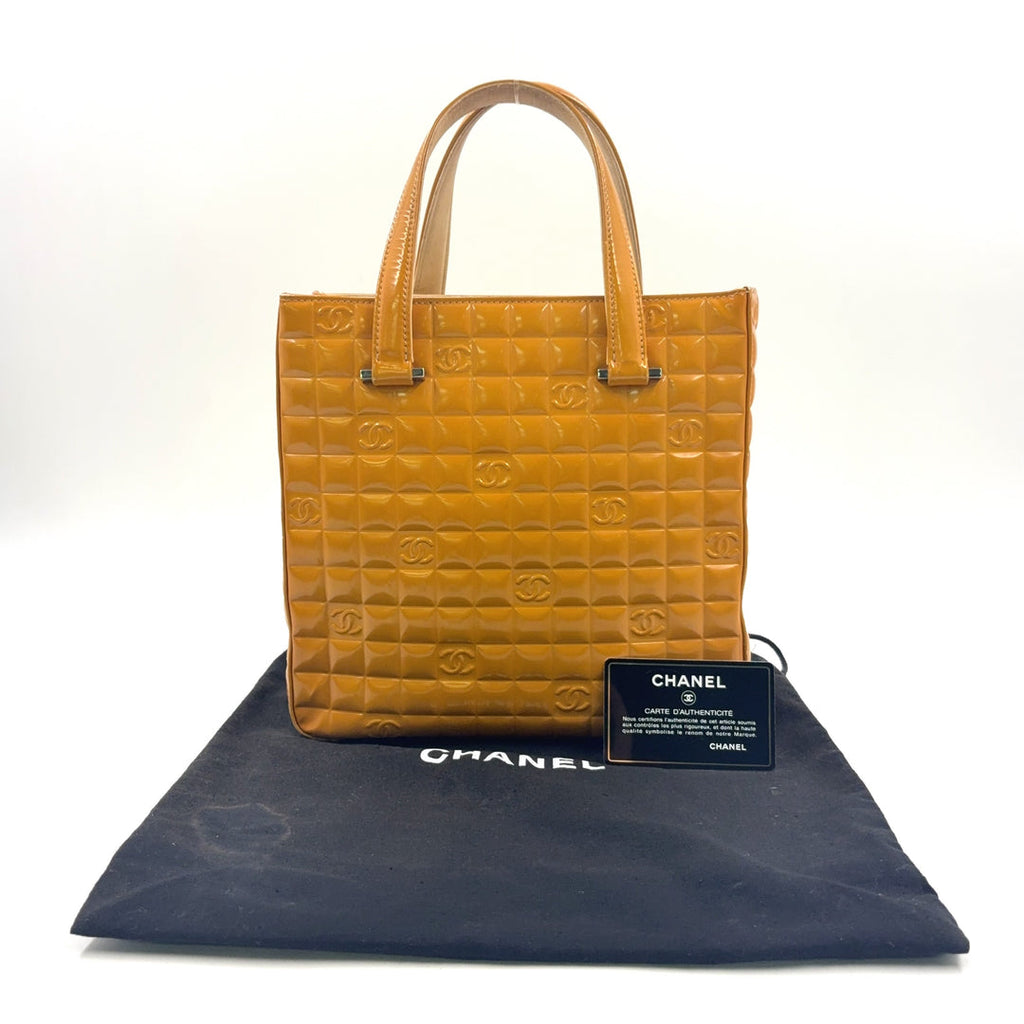 Chanel Chocolate Bar Coco Mark Patent Leather Tote Yellow – Previously Owned Authentic