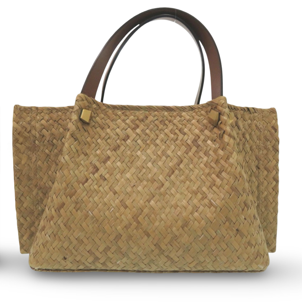 Valentino Garavani V Logo Straw 2-Way Tote Crossbody Previously Owned Authentic