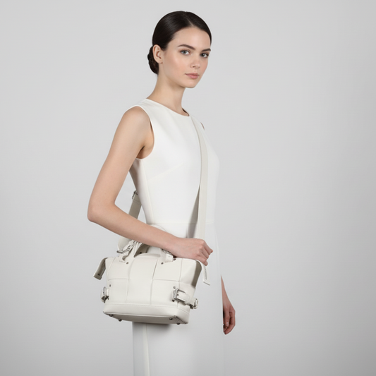 Bottega Veneta Arco Tool Bag Off-White Calfskin Leather –Previously Owned