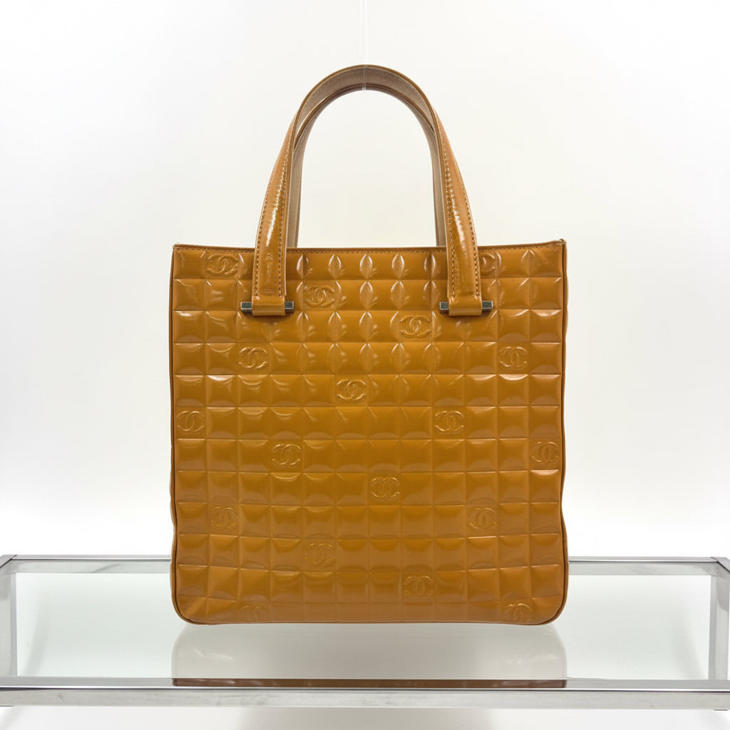 Chanel Chocolate Bar Coco Mark Patent Leather Tote Yellow – Previously Owned Authentic