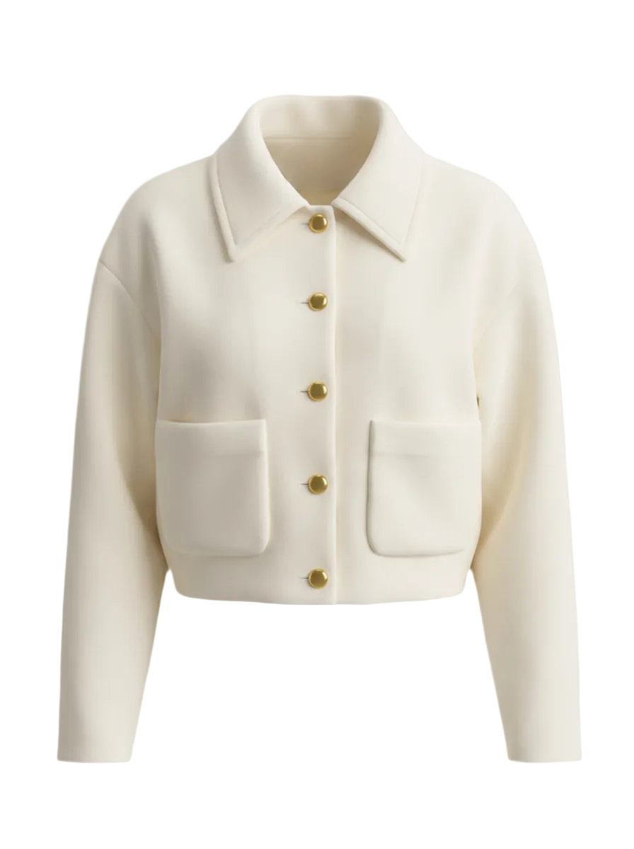 Women’s White Textured Bolero Jacket – Warm Long Sleeve Winter Style