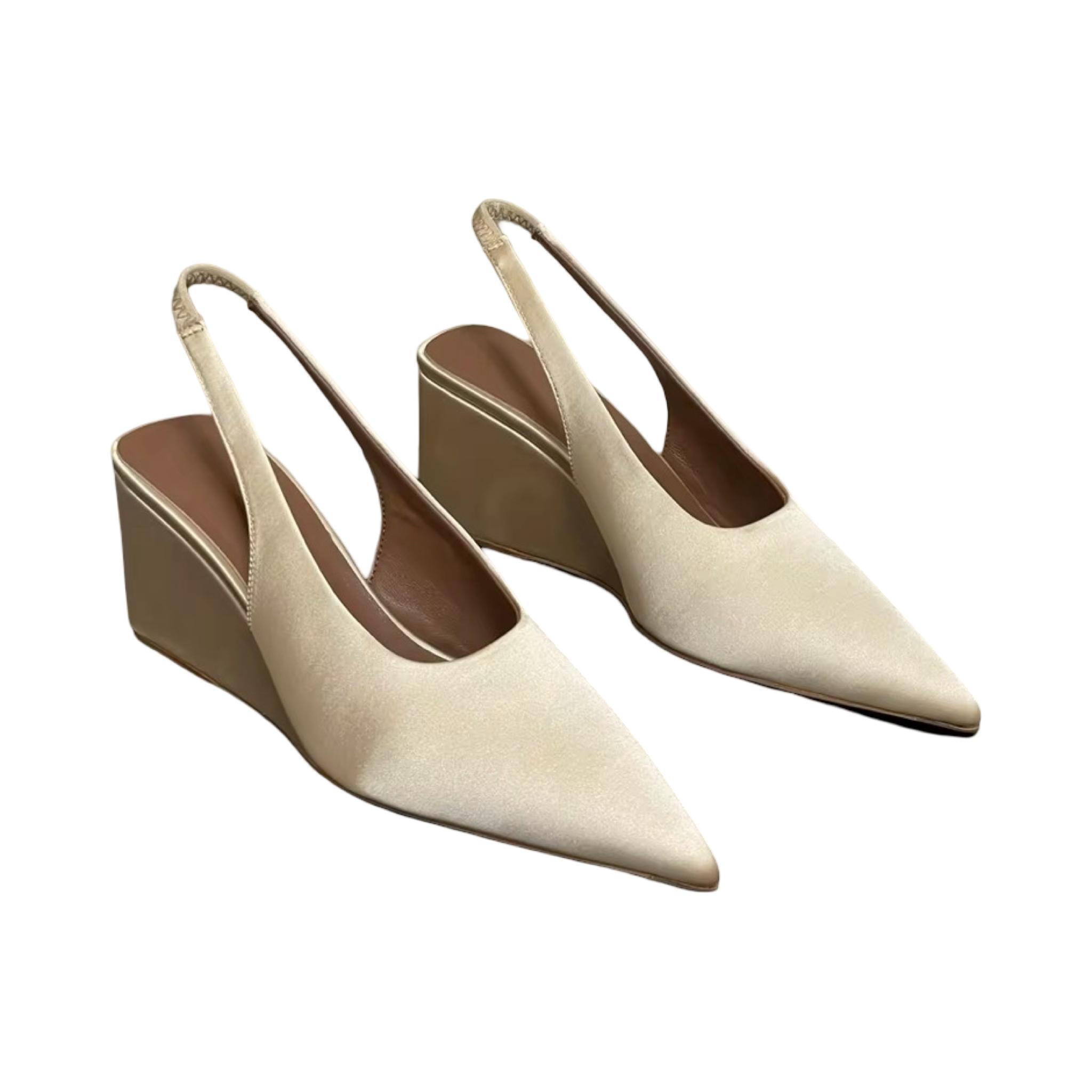 Satin Wedge Slingback Pumps
