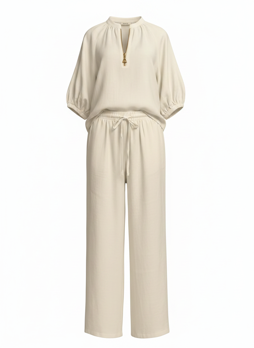 Solid Wide-Leg 2-Piece Pant Set -Editor’s Pick