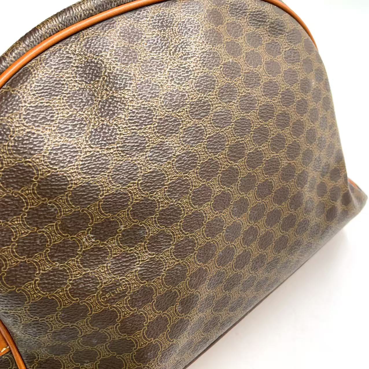 Celine Macadam Pattern Handbag Brown Beige PVC Leather Trim — Previously Owned Good Condition | L’LUXE Authentics