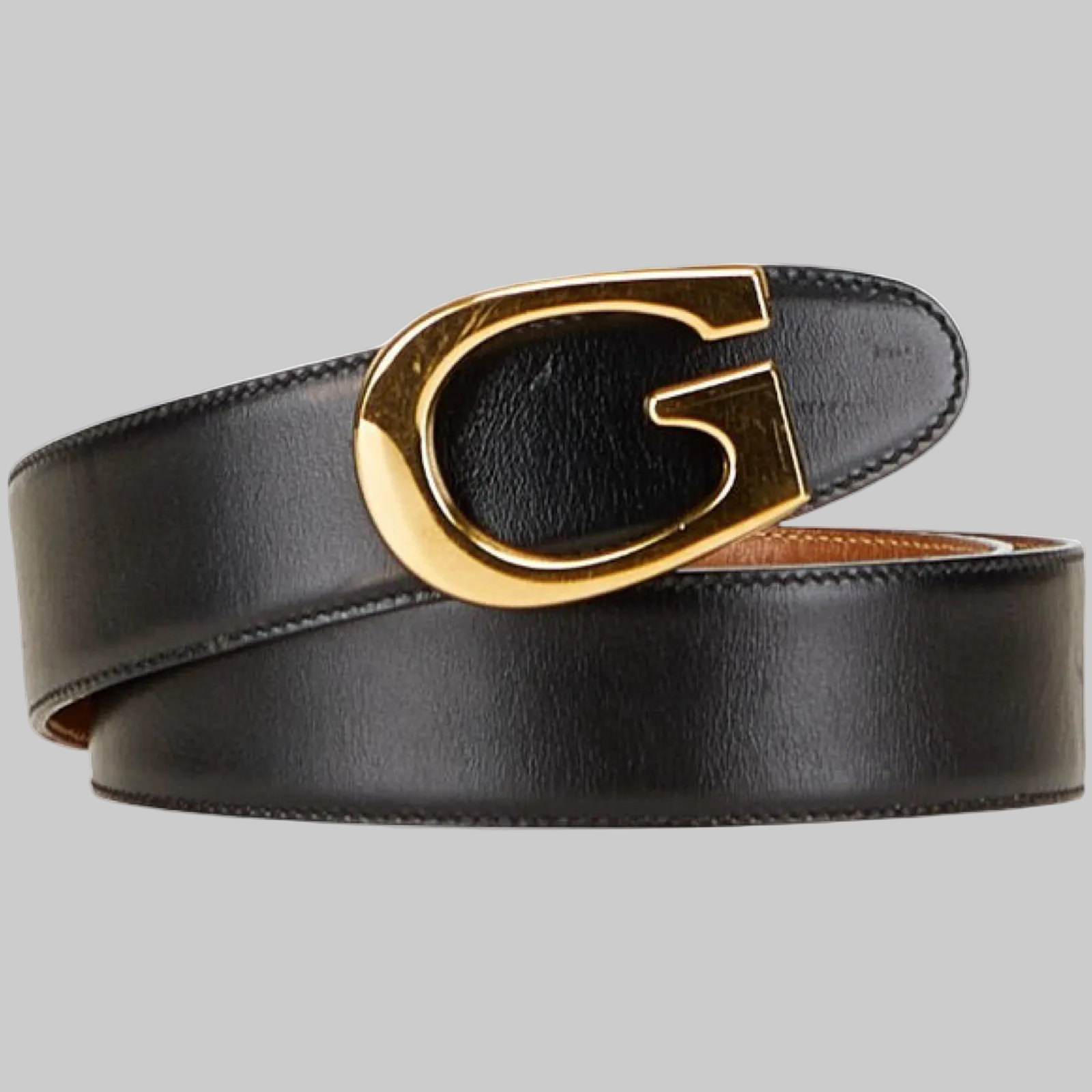 Gucci Black Leather Belt with Gold G Buckle – Ladies – Size 65 (26) Previously Owned Authentic