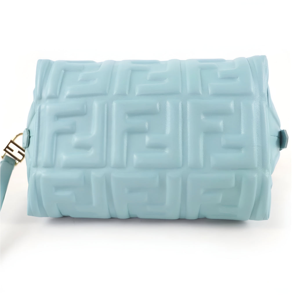 FENDI Bucket Pouch Small FF Motif Embossed Nappa Leather Authentic Previously Owned