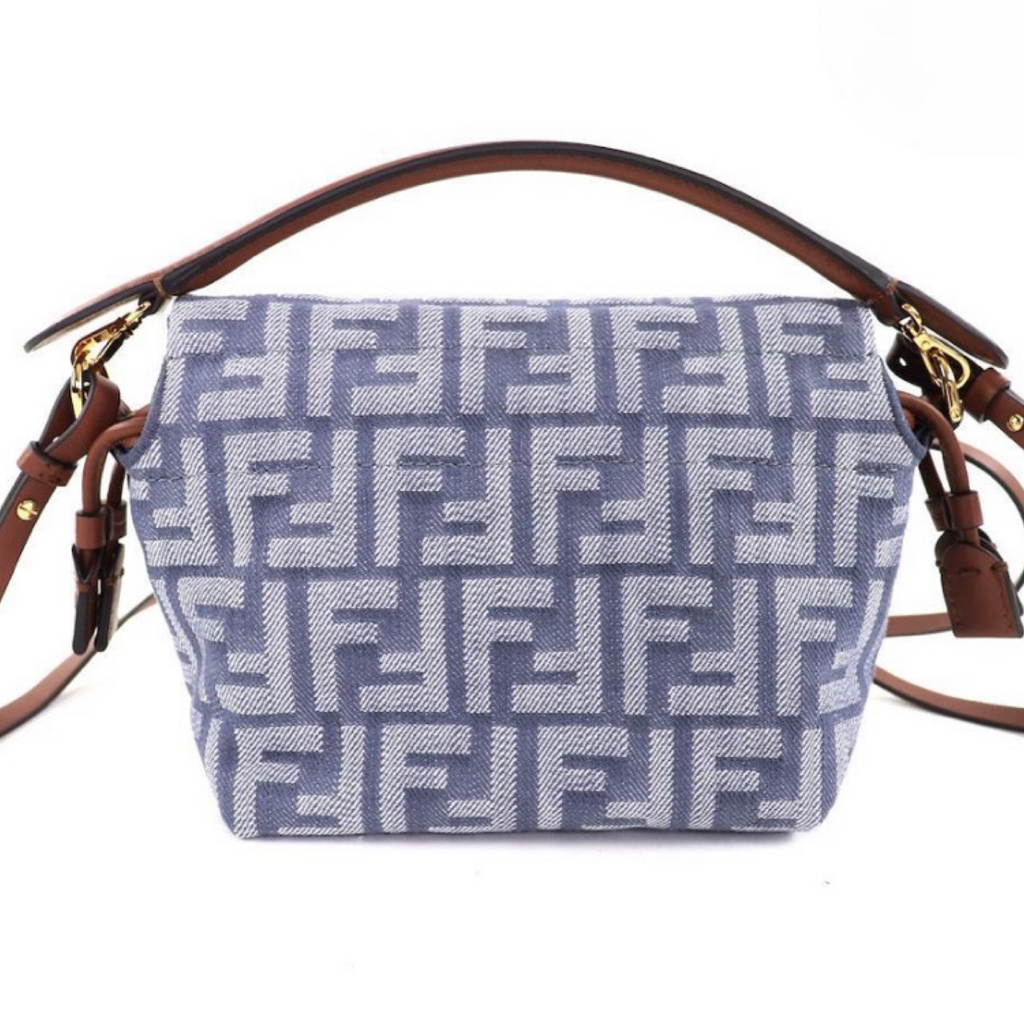 FENDI Mamma Baguette Small Denim Zucca FF Shoulder Bag Grey – Unused Condition Previously Owned Authentic