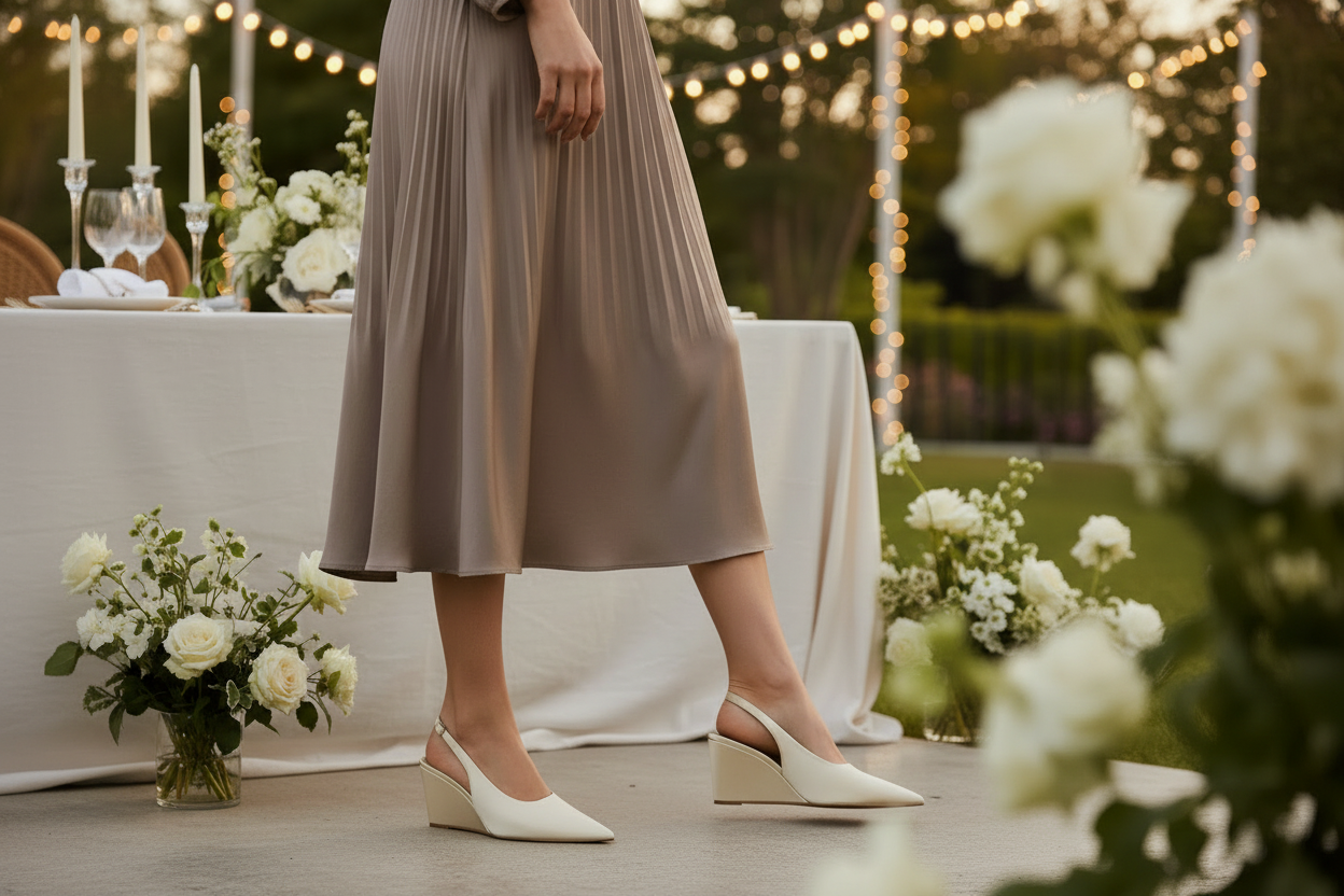 Satin Wedge Slingback Pumps