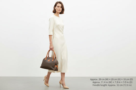 Celine Macadam Pattern Handbag Brown Beige PVC Leather Trim — Previously Owned Good Condition | L’LUXE Authentic’s