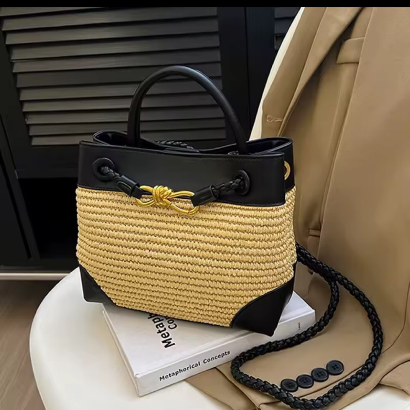 Structured Mini Tote with Woven or Smooth Finish – Multiple Colours – Resort Style (Generic)