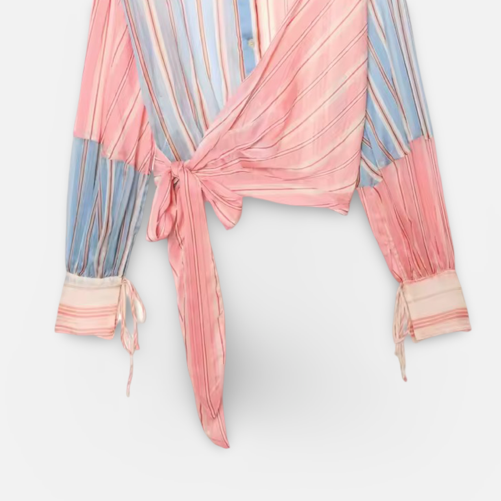 Pastel Striped Waist Tie Shirt