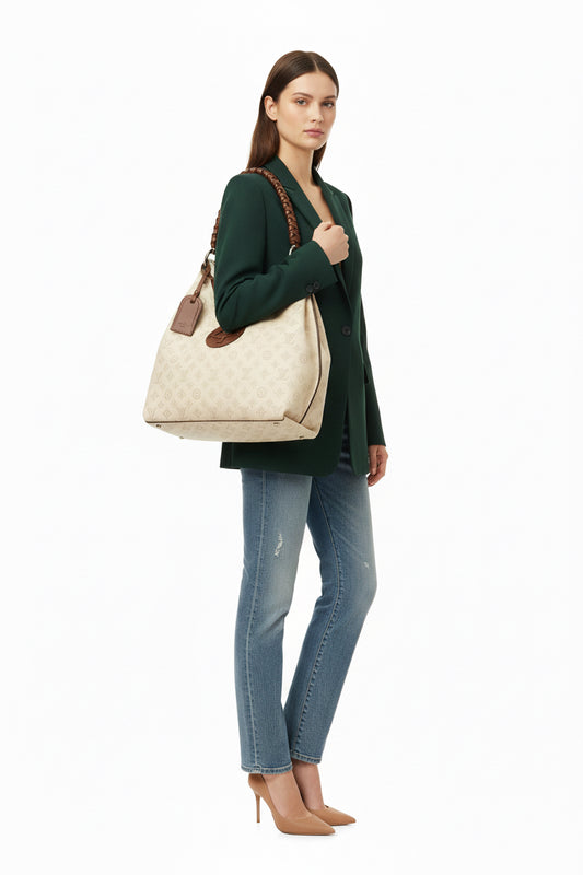 Louis Vuitton Carmel Hobo Mahina Leather Creme Off-White Shoulder Bag Pre-Owned  – Pristine Condition | L’LUXE Authentic’s