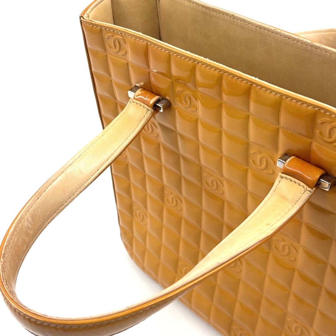 Chanel Chocolate Bar Coco Mark Patent Leather Tote Yellow – Previously Owned Authentic