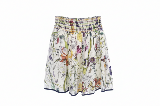 Gucci Floral Silk Skirt – Beige Botanical Print – Ladies – 100% Authentic Pre-Owned