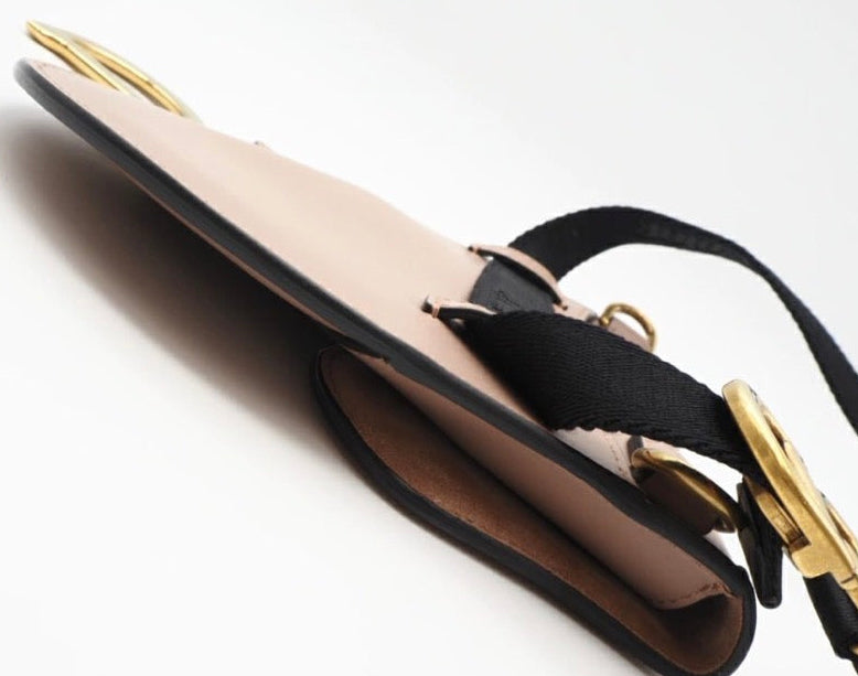 Christian Dior Saddle Flat Belt Pouch Beige Calf Leather Authentic Previously Own