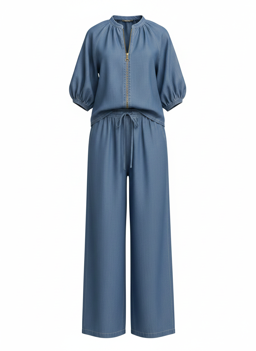 Solid Wide-Leg 2-Piece Pant Set -Editor’s Pick