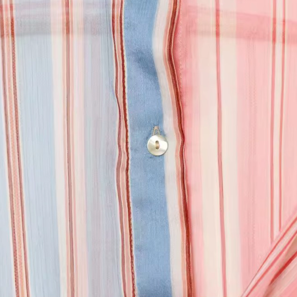 Pastel Striped Waist Tie Shirt