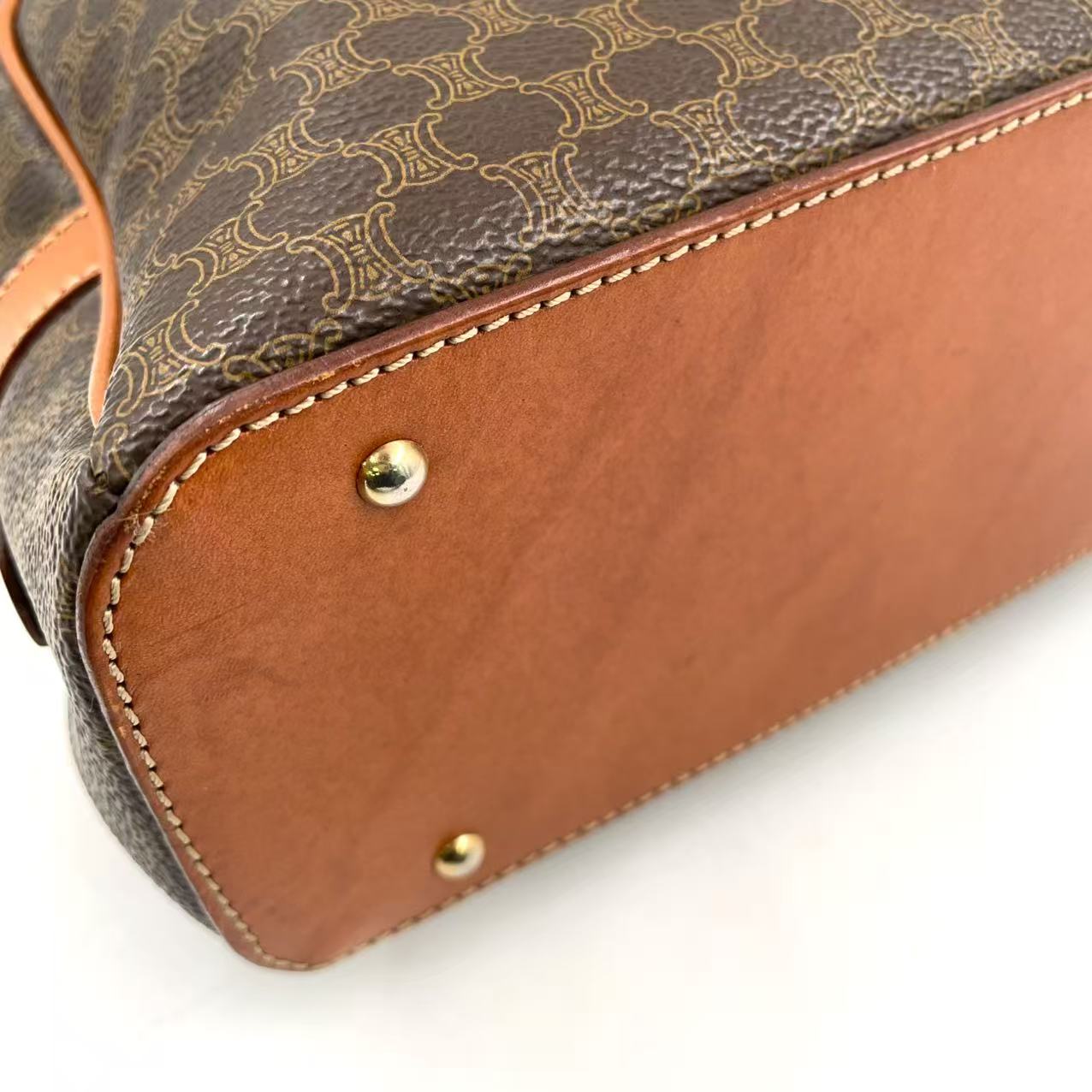 Celine Macadam Pattern Handbag Brown Beige PVC Leather Trim — Previously Owned Good Condition | L’LUXE Authentics