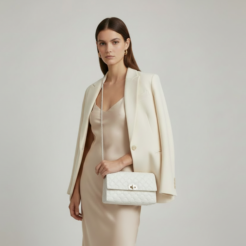Valentino Garavani Rockstud Leather Shoulder Bag White Like New Previously Owned Authentic