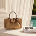 Valentino Garavani V Logo Straw 2-Way Tote Crossbody Previously Owned Authentic