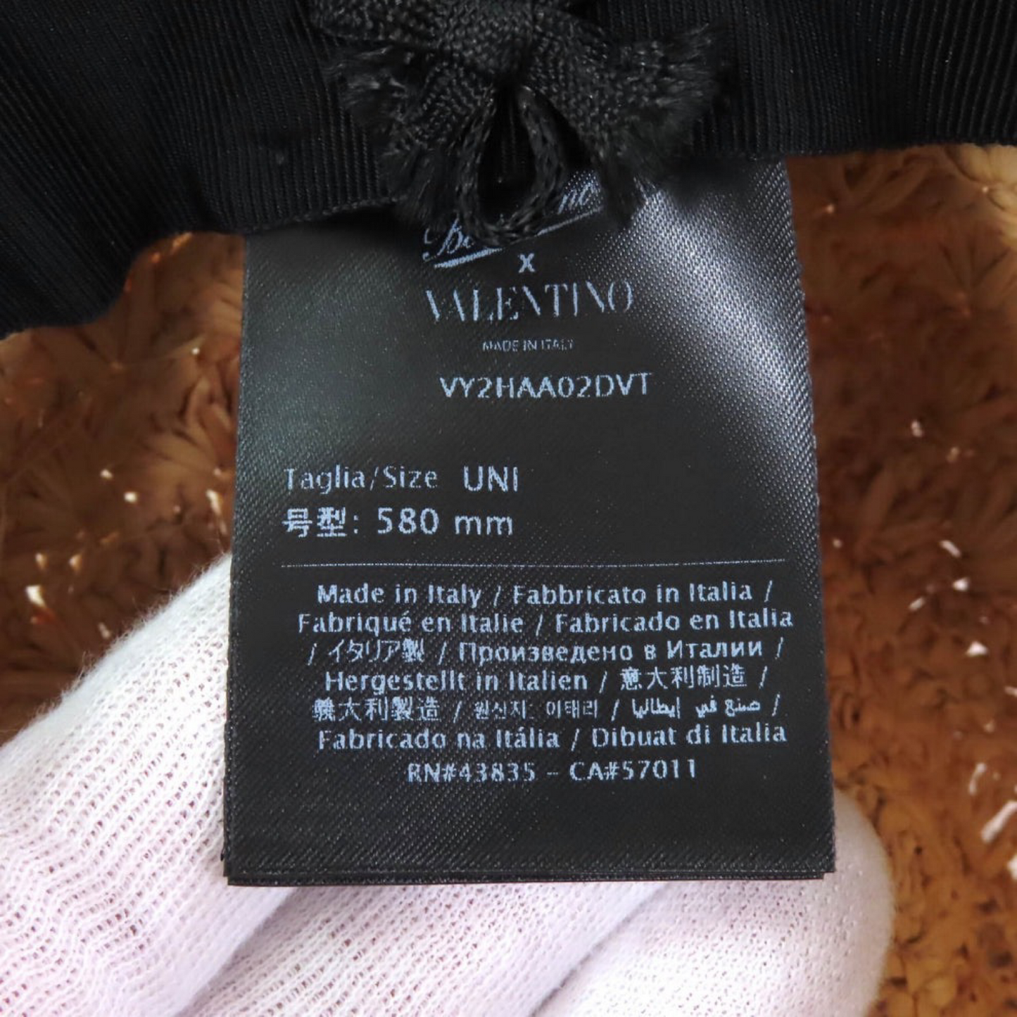 Valentino x Borsalino StrawPanama Hat Natural - Embroidered Logo 100% Authentic  Pre-Owned Luxury Pristine Condition