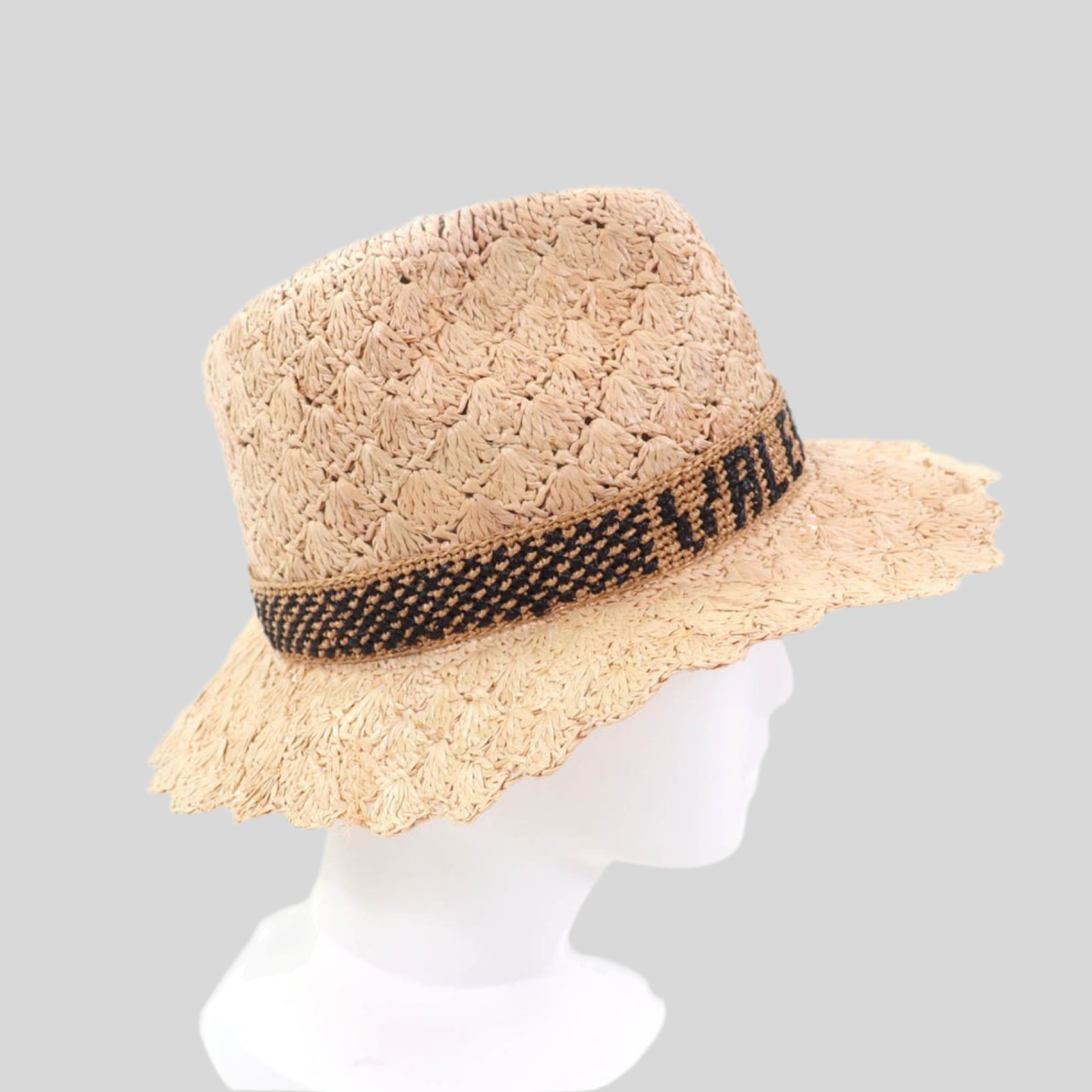 Valentino x Borsalino Straw Panama Hat Natural - Embroidered Logo Previously Owned Pristine Authentic