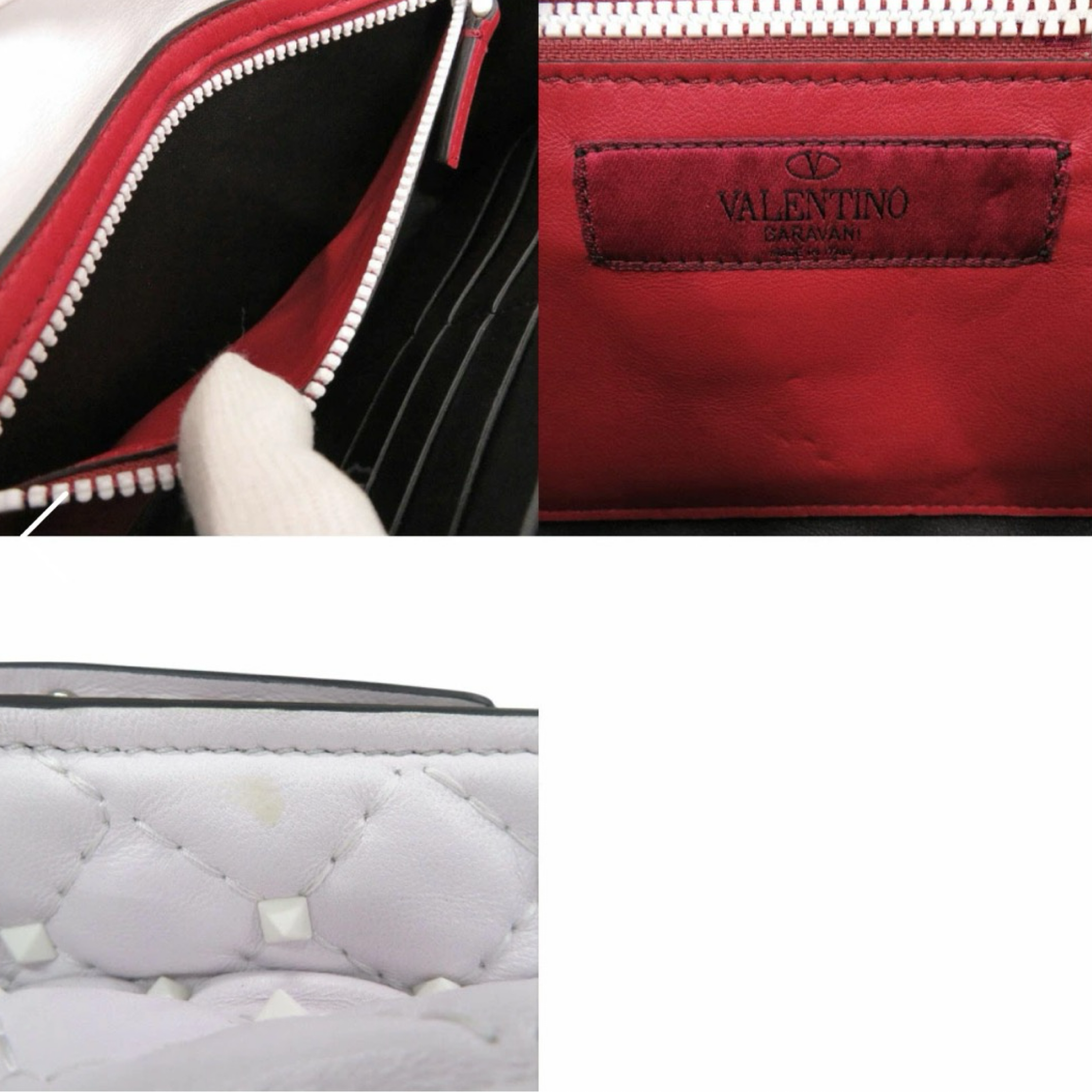 Valentino Garavani Rockstud Leather Shoulder Bag White Like New Previously Owned Authentic