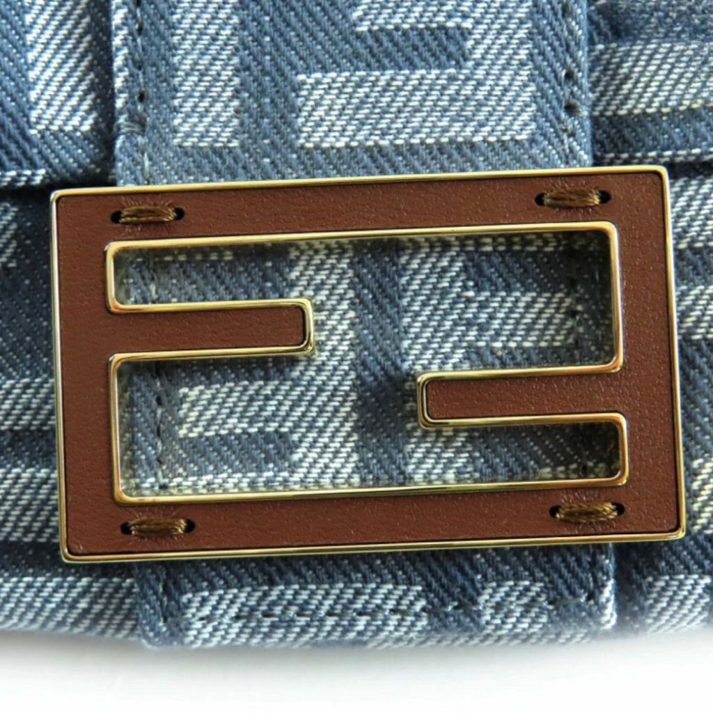 FENDI Mamma Baguette Small Denim Zucca FF Shoulder Bag Grey – Unused Condition Previously Owned Authentic