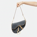 Christian Dior Denim Saddle Bag Navy Authentic Previously Owned