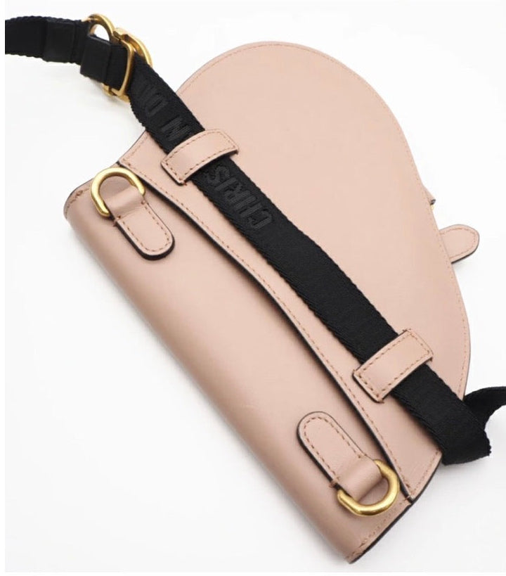 Christian Dior Saddle Flat Belt Pouch Beige Calf Leather Authentic Previously Own