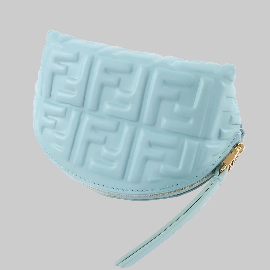 FENDI Bucket Pouch Small FF Motif Embossed Nappa Leather Authentic Previously Owned