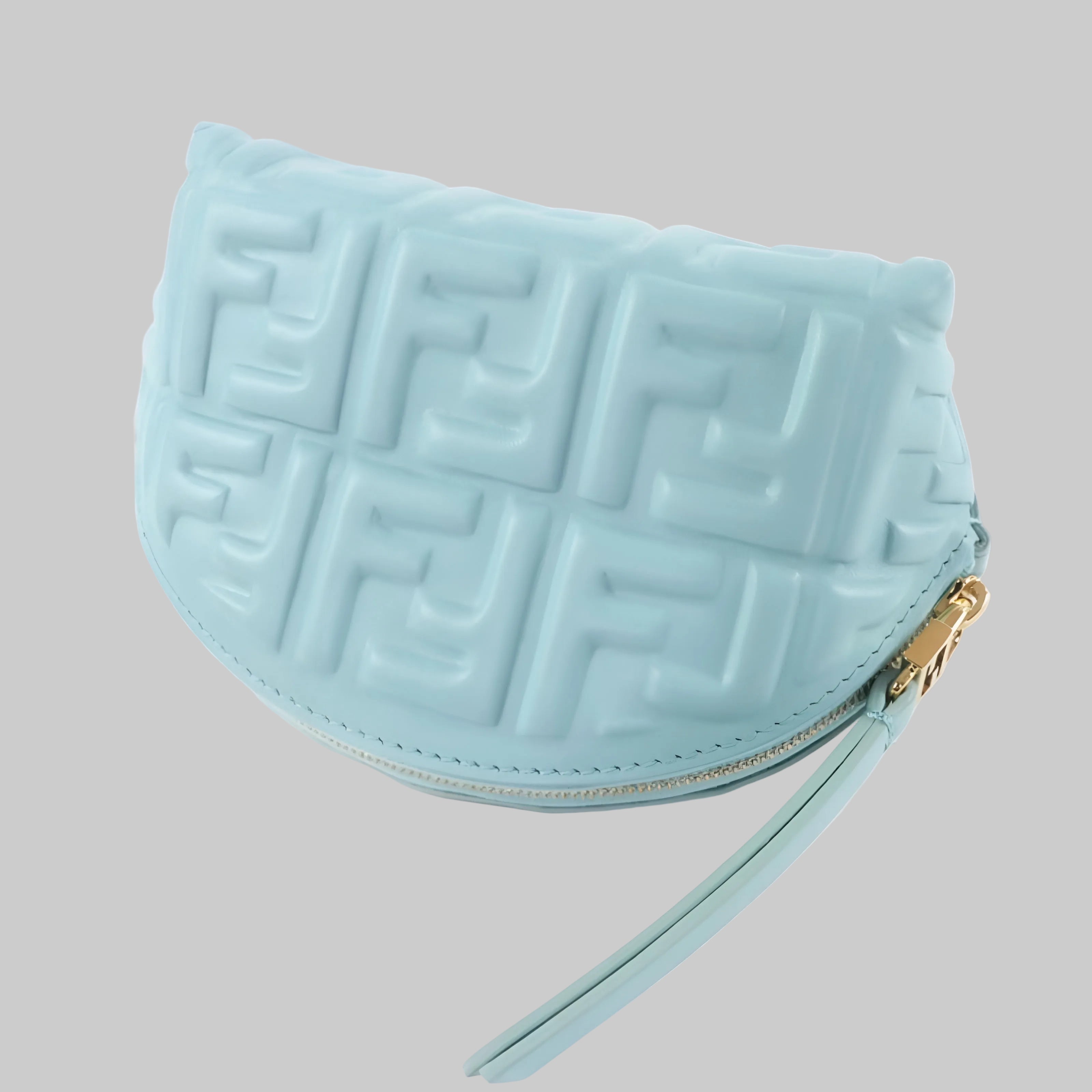 FENDI Bucket Pouch Small FF Motif Embossed Nappa Leather Authentic Previously Owned