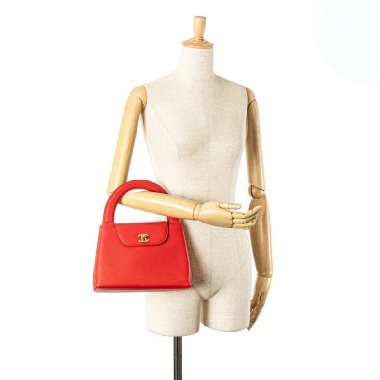 CHANEL Red Caviar Leather Coco Mark Top handle bag in red caviar leather Previously owned Authentic