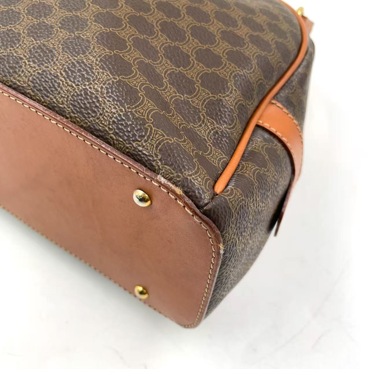 Celine Macadam Pattern Handbag Brown Beige PVC Leather Trim — Previously Owned Good Condition | L’LUXE Authentics