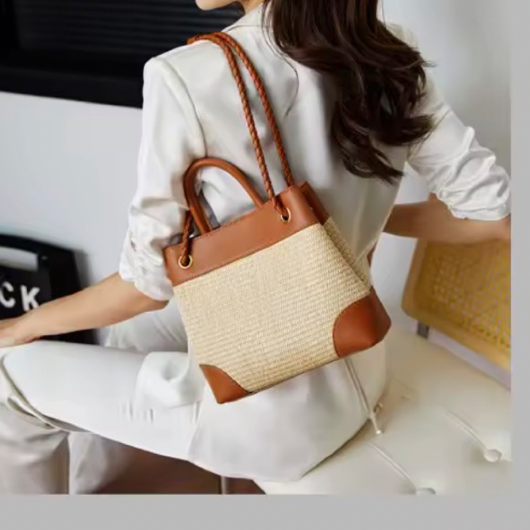 Structured Mini Tote with Woven or Smooth Finish – Multiple Colours – Resort Style (Generic)