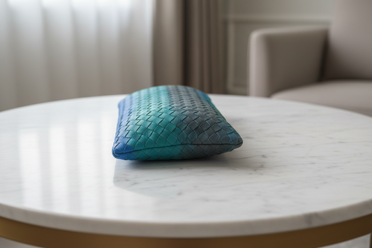 Bottega Veneta Intrecciato Leather Clutch Black Blue Green – Pre-Owned Very Good Condition | L’LUXE Authentic’s