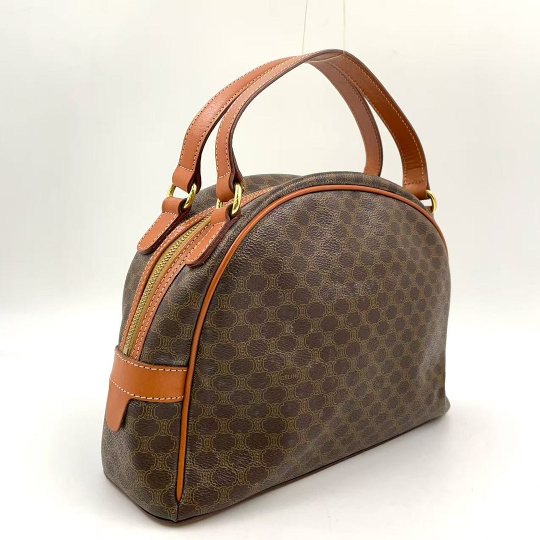 Celine Macadam Pattern Handbag Brown Beige PVC Leather Trim — Previously Owned Good Condition | L’LUXE Authentics