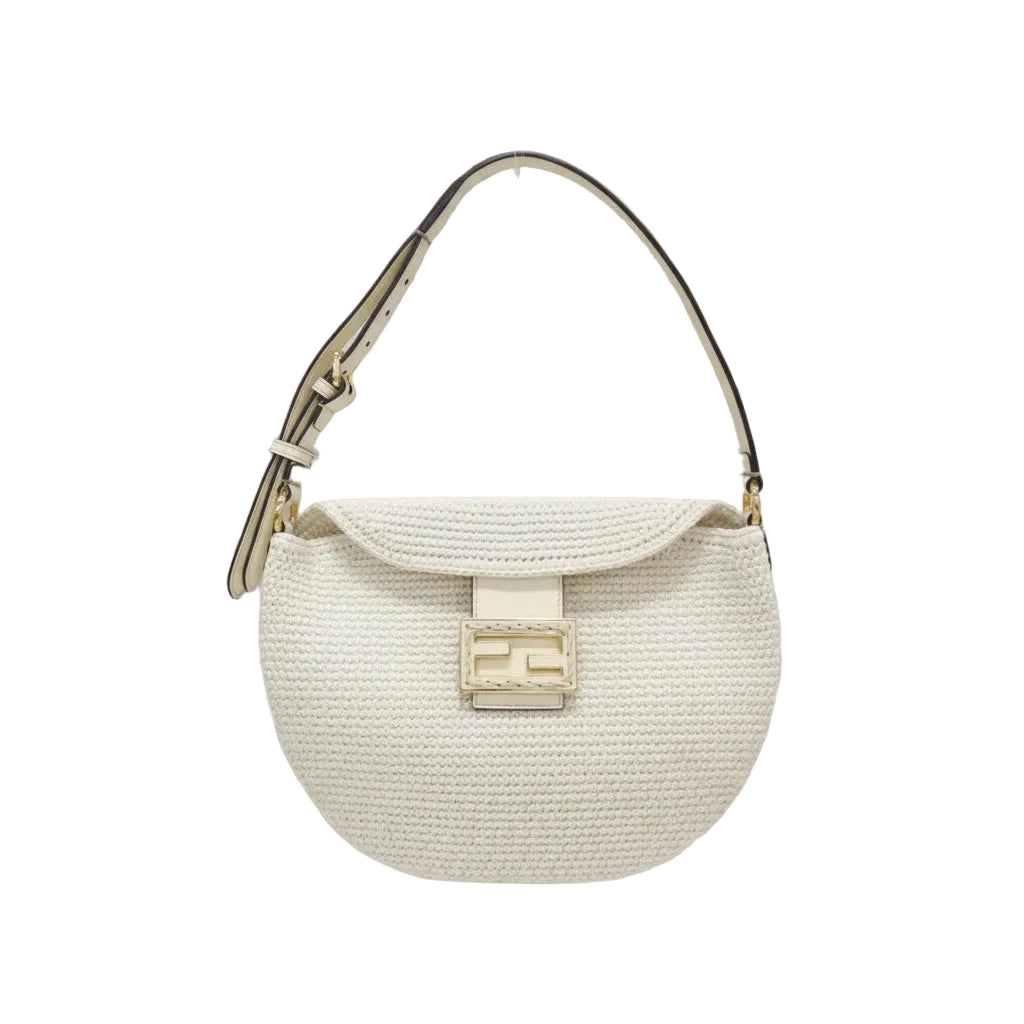 Fendi Croissant Small Canvas Shoulder Bag Previously Owned Authentic